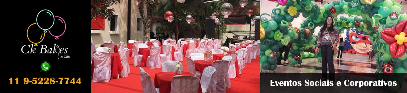 CK Balões Eventos Sociais e Corporativos. Decorações com balões, gás hélio, arranjo de mesa, balões personalizados, delivery de balões esculturas em balões.